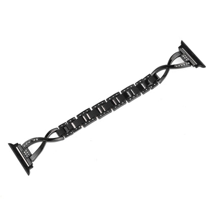 Colorful Diamond Stainless Steel Watch Band for Apple Watch Series 7 45mm / 6 & SE & 5 & 4 44mm / 3 & 2 & 1 42mm(Black) by bashfashion