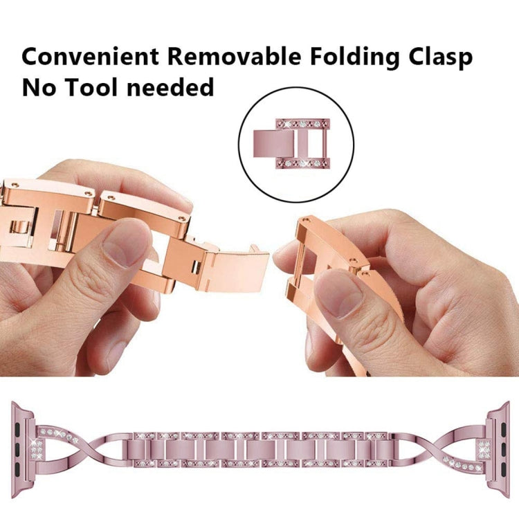 Colorful Diamond Stainless Steel Watch Band for Apple Watch Series 7 45mm / 6 & SE & 5 & 4 44mm / 3 & 2 & 1 42mm(Purple) by bashfashion