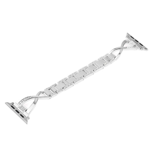 Colorful Diamond Stainless Steel Watch Band for Apple Watch Series 7 45mm / 6 & SE & 5 & 4 44mm / 3 & 2 & 1 42mm(Silver) by bashfashion