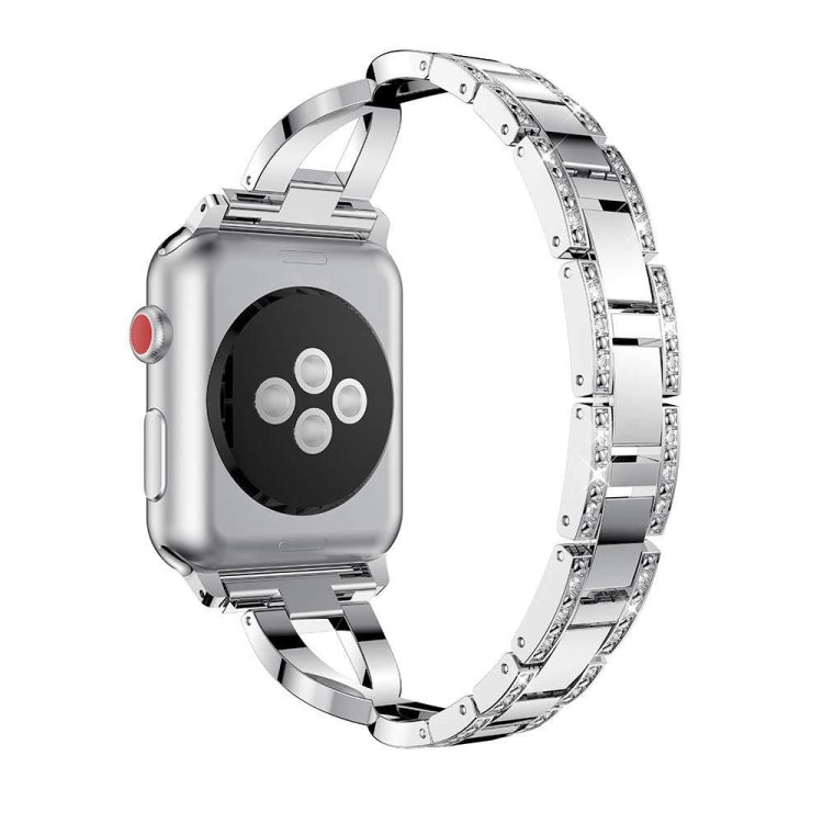 Colorful Diamond Stainless Steel Watch Band for Apple Watch Series 7 45mm / 6 & SE & 5 & 4 44mm / 3 & 2 & 1 42mm(Silver) by bashfashion
