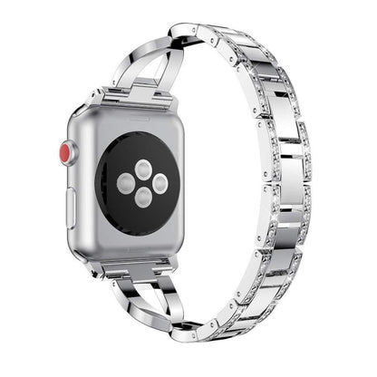 Colorful Diamond Stainless Steel Watch Band for Apple Watch Series 7 45mm / 6 & SE & 5 & 4 44mm / 3 & 2 & 1 42mm(Silver) by bashfashion