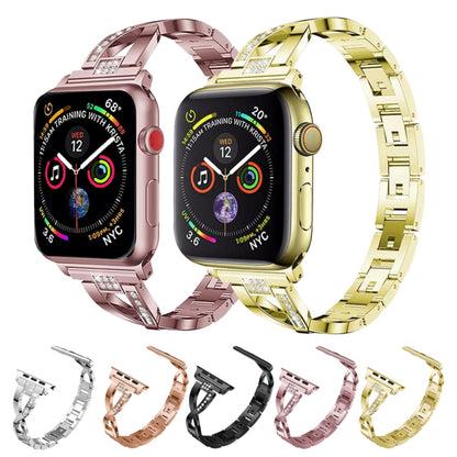 Colorful Diamond Stainless Steel Watch Band for Apple Watch Series 7 45mm / 6 & SE & 5 & 4 44mm / 3 & 2 & 1 42mm(Black) by bashfashion
