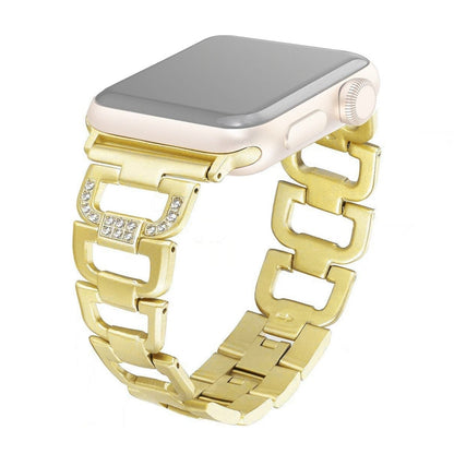 Colorful Diamond Stainless Steel Watch Band for Apple Watch Ultra 49mm&Watch Ultra 2 49mm / Series 10 46mm / 9&8&7 45mm / SE 3&SE 2&6&SE&5&4 44mm / 3&2&1 42mm(Gold) by bashfashion