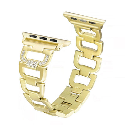 Colorful Diamond Stainless Steel Watch Band for Apple Watch Ultra 49mm&Watch Ultra 2 49mm / Series 10 46mm / 9&8&7 45mm / SE 3&SE 2&6&SE&5&4 44mm / 3&2&1 42mm(Gold) by bashfashion
