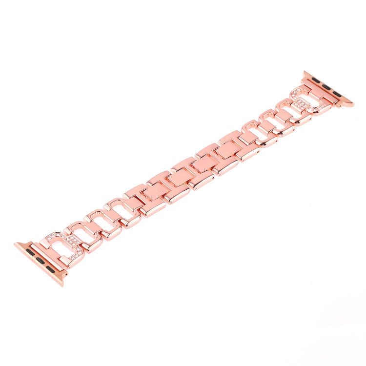 Colorful Diamond Stainless Steel Watch Band for Apple Watch Series 7 45mm / 6 & SE & 5 & 4 44mm / 3 & 2 & 1 42mm(Rose Gold) by bashfashion