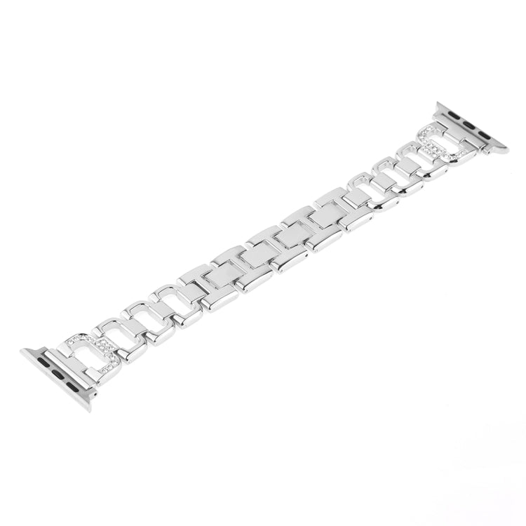 Colorful Diamond Stainless Steel Watch Band for Apple Watch Series 7 45mm / 6 & SE & 5 & 4 44mm / 3 & 2 & 1 42mm(Silver) by bashfashion