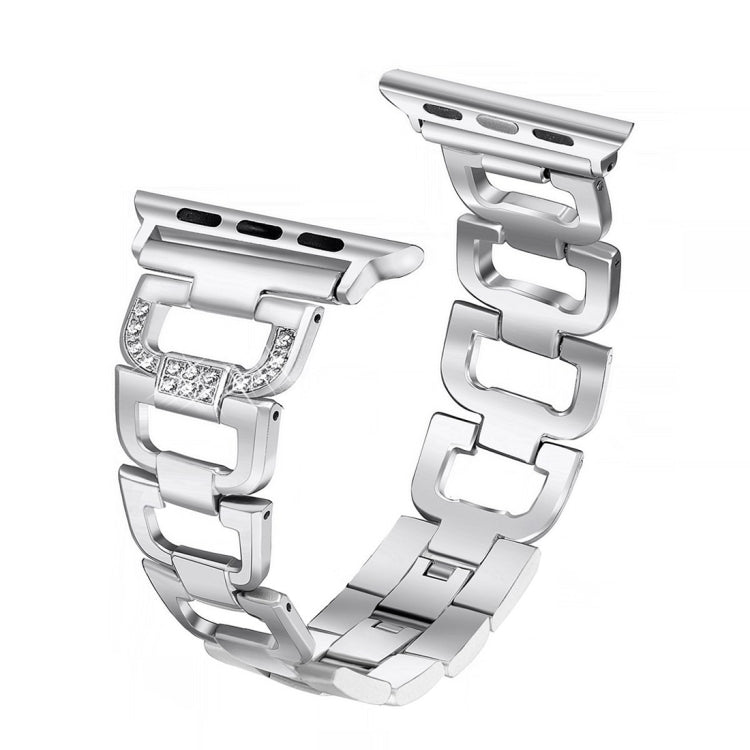 Colorful Diamond Stainless Steel Watch Band for Apple Watch Series 7 45mm / 6 & SE & 5 & 4 44mm / 3 & 2 & 1 42mm(Silver) by bashfashion