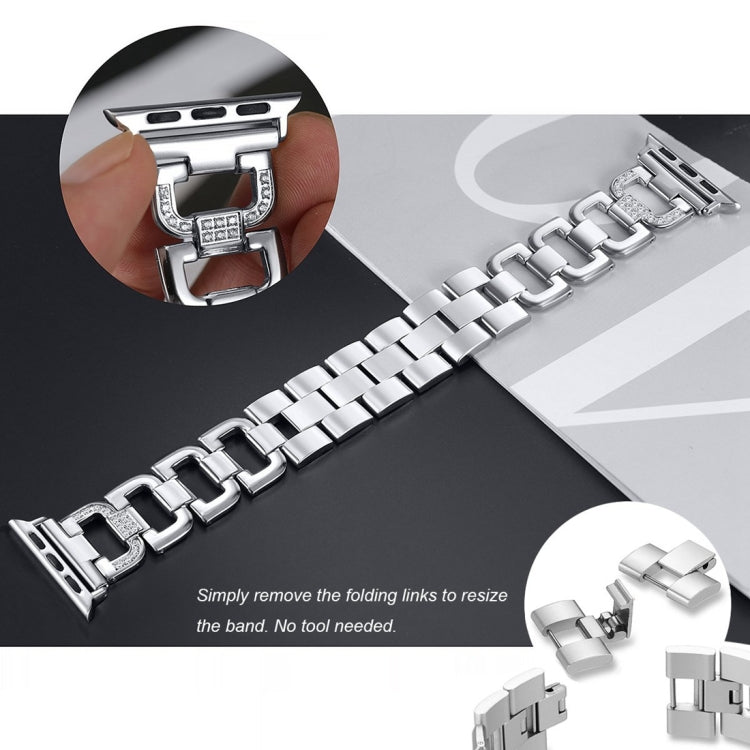 Colorful Diamond Stainless Steel Watch Band for Apple Watch Series 7 45mm / 6 & SE & 5 & 4 44mm / 3 & 2 & 1 42mm(Silver) by bashfashion