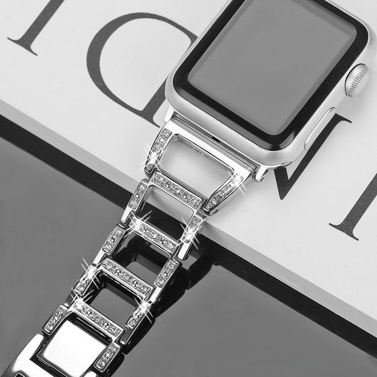 Colorful Diamond Stainless Steel Watch Band for Apple Watch Ultra 49mm&Watch Ultra 2 49mm / Series 10 46mm / 9&8&7 45mm / SE 3&SE 2&6&SE&5&4 44mm / 3&2&1 42mm(Gold) by bashfashion