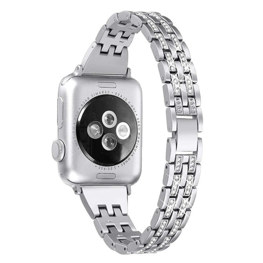 Colorful Diamond Stainless Steel Watch Band for Apple Watch Series 7 45mm / 6 & SE & 5 & 4 44mm / 3 & 2 & 1 42mm(Silver) by bashfashion