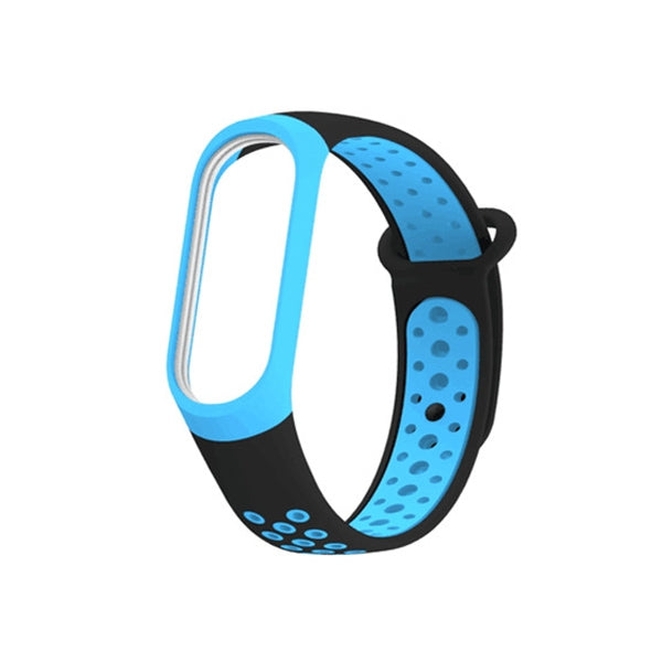 Colorful Silicone Wrist Strap Watch Band for Xiaomi Mi Band 3 & 4(Black Blue) by bashfashion