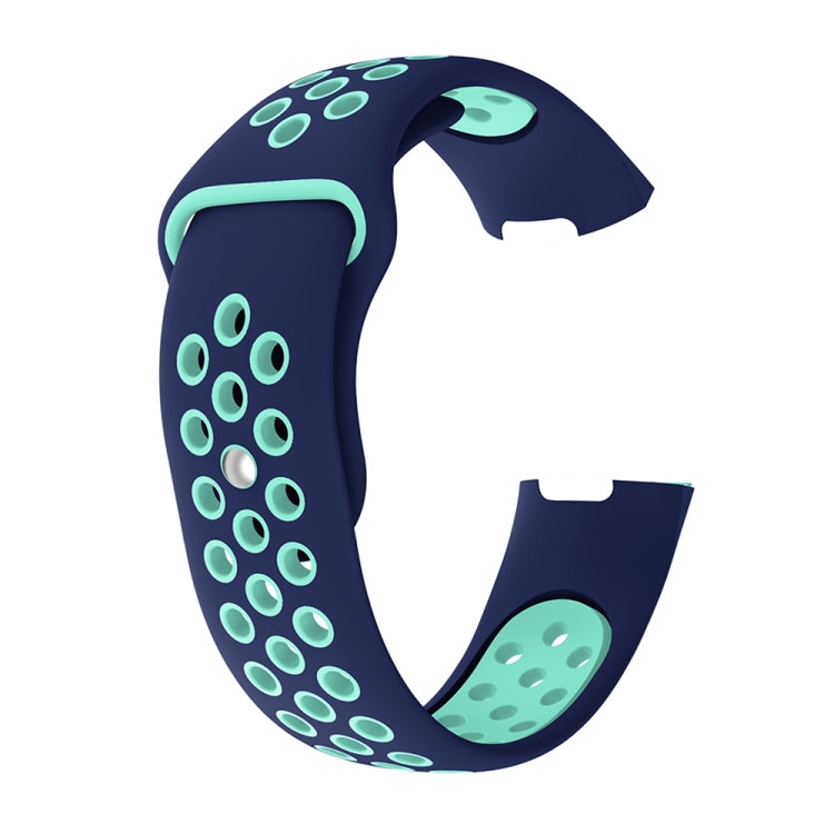 Two-color Round Hole Silicone Watch Band for Fitbit Charge 3, Watch Band Size:130-195mm(Blue Green) by bashfashion