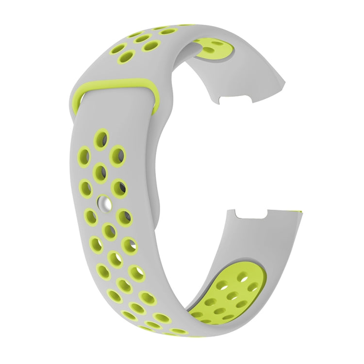 Two-color Round Hole Silicone Watch Band for Fitbit Charge 3, Watch Band Size:130-195mm(Grey Green) by bashfashion