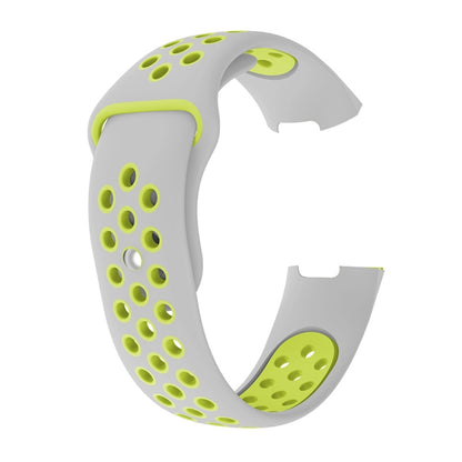 Two-color Round Hole Silicone Watch Band for Fitbit Charge 3, Watch Band Size:130-195mm(Grey Green) by bashfashion