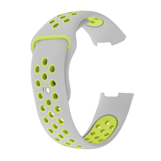 Two-color Round Hole Silicone Watch Band for Fitbit Charge 3, Watch Band Size:130-195mm(Grey Green) by bashfashion