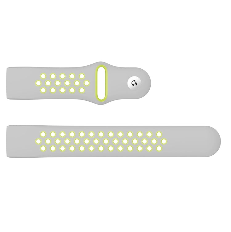 Two-color Round Hole Silicone Watch Band for Fitbit Charge 3, Watch Band Size:130-195mm(Grey Green) by bashfashion