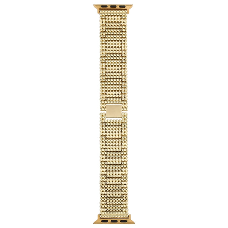 For Apple Watch Series 7 45mm / 6 & SE & 5 & 4 44mm / 3 & 2 & 1 42mm Nine Beads Stainless Steel Wrist Strap Watch Band (Gold) by bashfashion