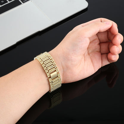 For Apple Watch Series 7 45mm / 6 & SE & 5 & 4 44mm / 3 & 2 & 1 42mm Nine Beads Stainless Steel Wrist Strap Watch Band (Gold) by bashfashion