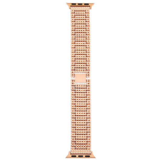 For Apple Watch Series 7 45mm / 6 & SE & 5 & 4 44mm / 3 & 2 & 1 42mm Nine Beads Stainless Steel Wrist Strap Watch Band (Rose Gold) by bashfashion