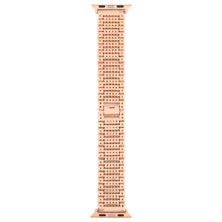 For Apple Watch Series 7 45mm / 6 & SE & 5 & 4 44mm / 3 & 2 & 1 42mm Nine Beads Stainless Steel Wrist Strap Watch Band (Rose Gold) by bashfashion