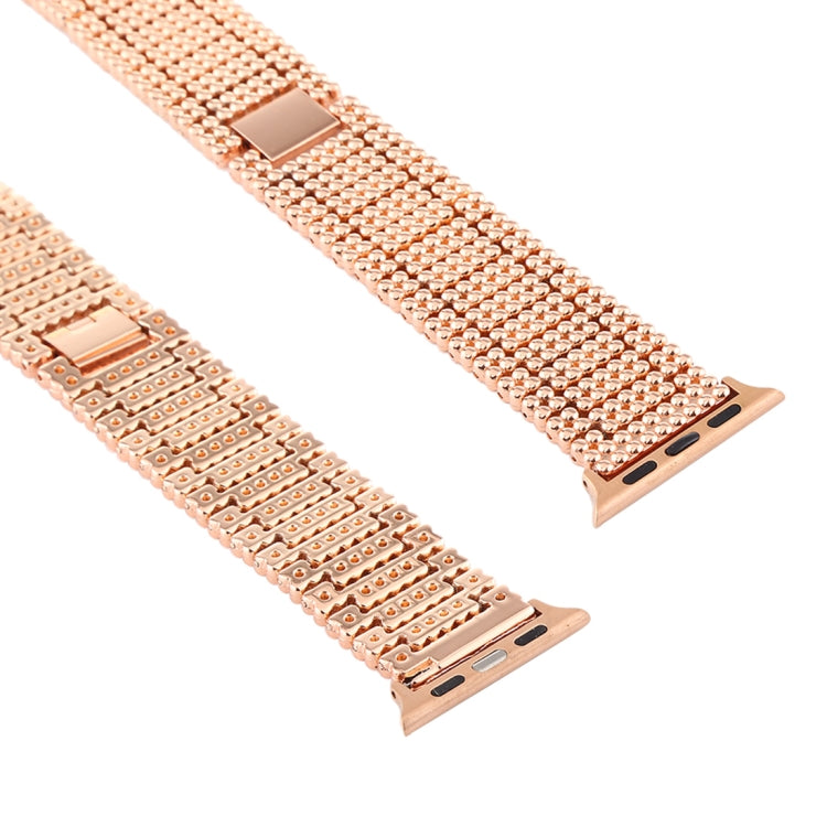 For Apple Watch Series 7 45mm / 6 & SE & 5 & 4 44mm / 3 & 2 & 1 42mm Nine Beads Stainless Steel Wrist Strap Watch Band (Rose Gold) by bashfashion