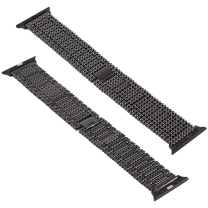 For Apple Watch Series 7 41mm / 6 & SE & 5 & 4 40mm / 3 & 2 & 1 38mm Nine Beads Stainless Steel Wrist Strap Watch Band (Black) by bashfashion