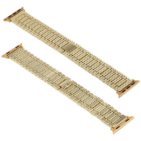 For Apple Watch Series 7 41mm / 6 & SE & 5 & 4 40mm / 3 & 2 & 1 38mm Nine Beads Stainless Steel Wrist Strap Watch Band (Gold) by bashfashion