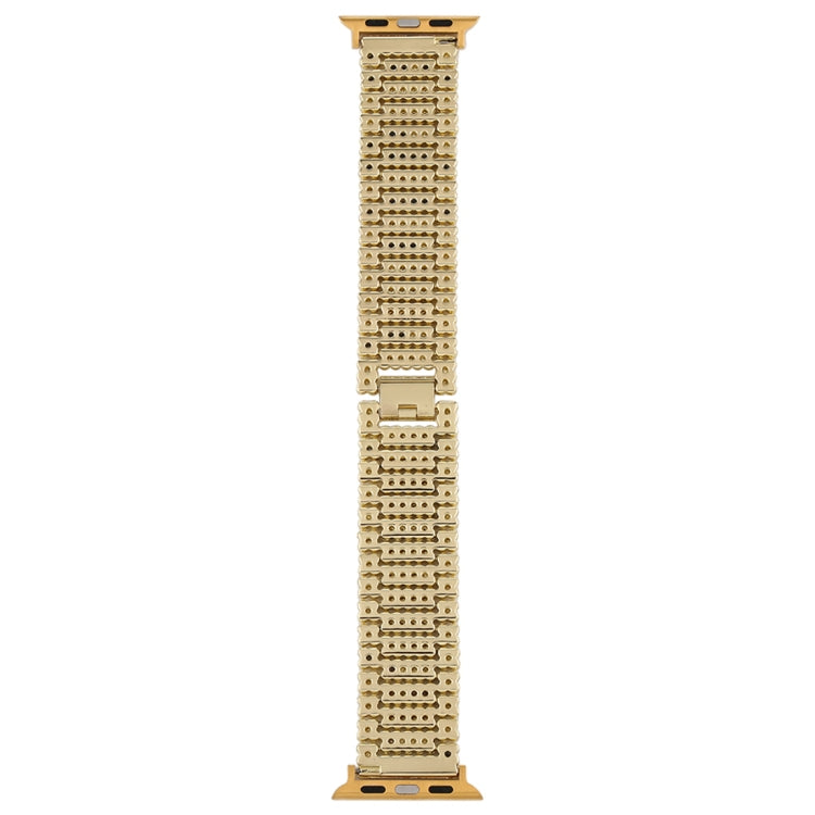 For Apple Watch Series 7 41mm / 6 & SE & 5 & 4 40mm / 3 & 2 & 1 38mm Nine Beads Stainless Steel Wrist Strap Watch Band (Gold) by bashfashion