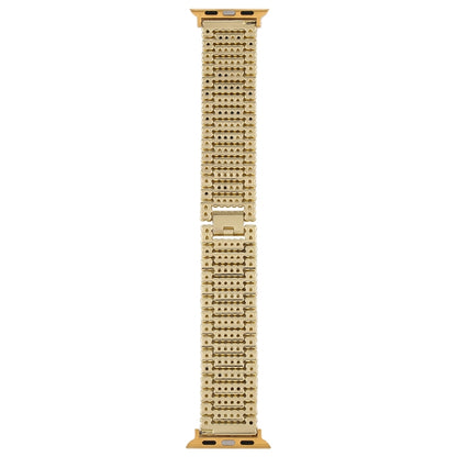 For Apple Watch Series 7 41mm / 6 & SE & 5 & 4 40mm / 3 & 2 & 1 38mm Nine Beads Stainless Steel Wrist Strap Watch Band (Gold) by bashfashion