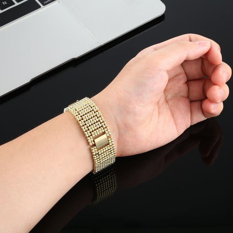 For Apple Watch Series 7 41mm / 6 & SE & 5 & 4 40mm / 3 & 2 & 1 38mm Nine Beads Stainless Steel Wrist Strap Watch Band (Gold) by bashfashion