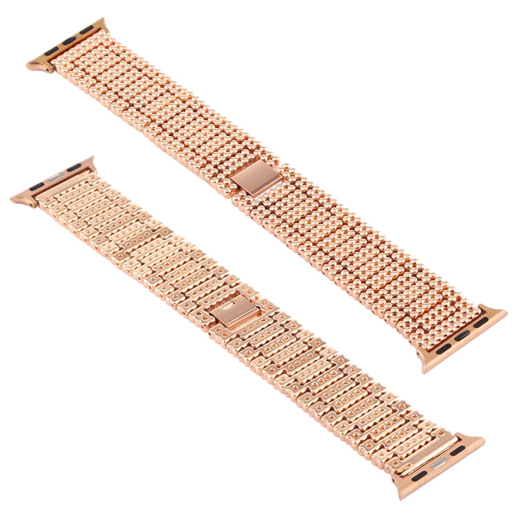 For Apple Watch Series 7 41mm / 6 & SE & 5 & 4 40mm / 3 & 2 & 1 38mm Nine Beads Stainless Steel Wrist Strap Watch Band (Rose Gold) by bashfashion