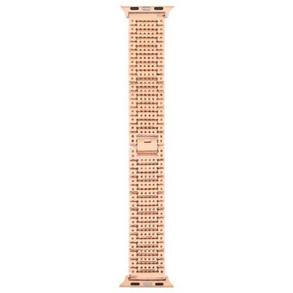 For Apple Watch Series 7 41mm / 6 & SE & 5 & 4 40mm / 3 & 2 & 1 38mm Nine Beads Stainless Steel Wrist Strap Watch Band (Rose Gold) by bashfashion