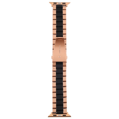 For Apple Watch Series 7 45mm / 6 & SE & 5 & 4 44mm / 3 & 2 & 1 42mm Stainless Steel Wrist Strap Watch Band(Black+Rose gold) by bashfashion