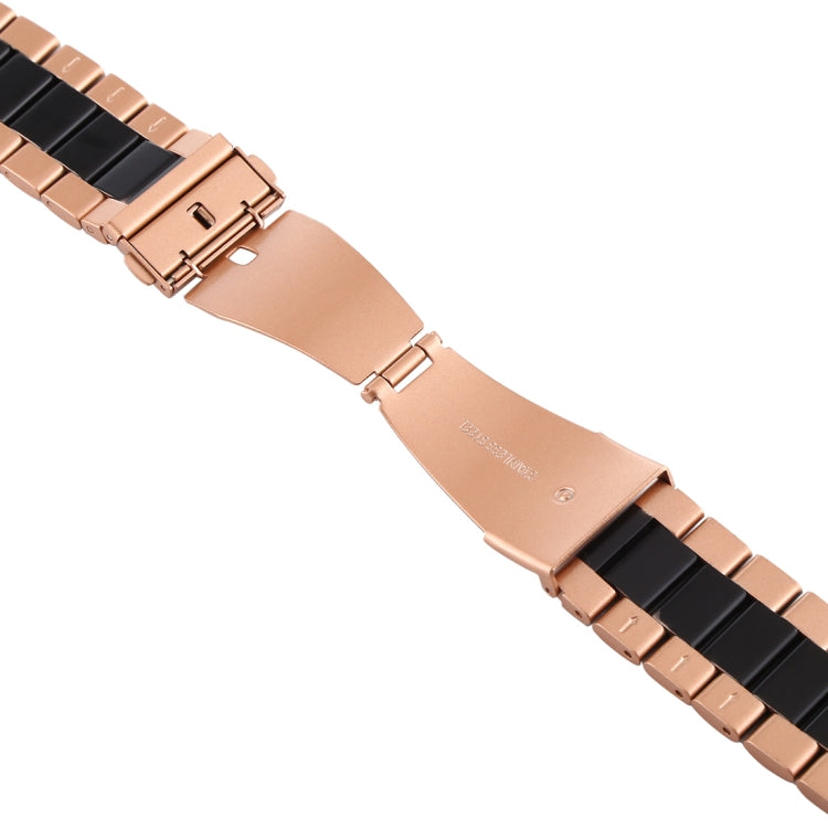 For Apple Watch Series 7 45mm / 6 & SE & 5 & 4 44mm / 3 & 2 & 1 42mm Stainless Steel Wrist Strap Watch Band(Black+Rose gold) by bashfashion
