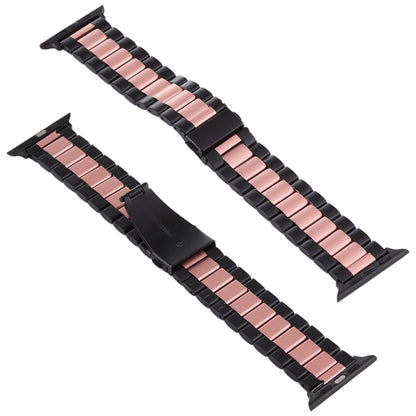 For Apple Watch Series 10 42mm / 9&8&7 41mm / SE 3&SE 2&6&SE&5&4 40mm / 3&2&1 38mm Stainless Steel Wrist Strap Watch Band(Black+Rose gold) by bashfashion