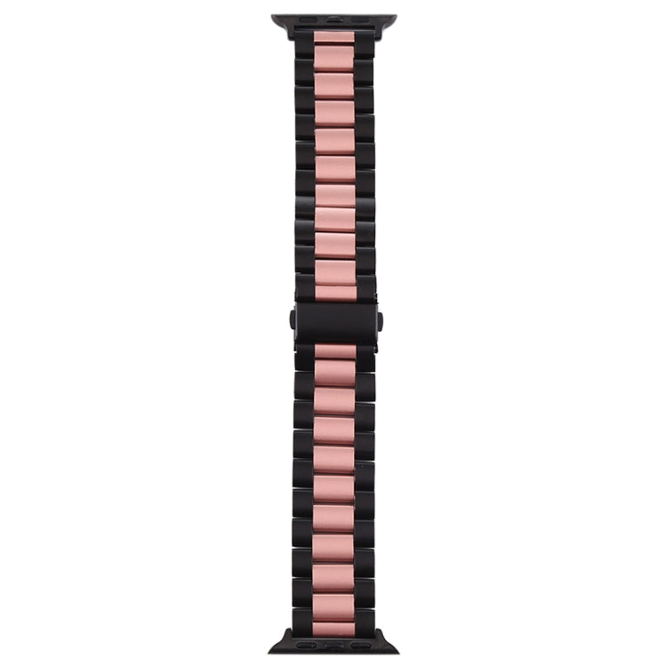 For Apple Watch Series 10 42mm / 9&8&7 41mm / SE 3&SE 2&6&SE&5&4 40mm / 3&2&1 38mm Stainless Steel Wrist Strap Watch Band(Black+Rose gold) by bashfashion
