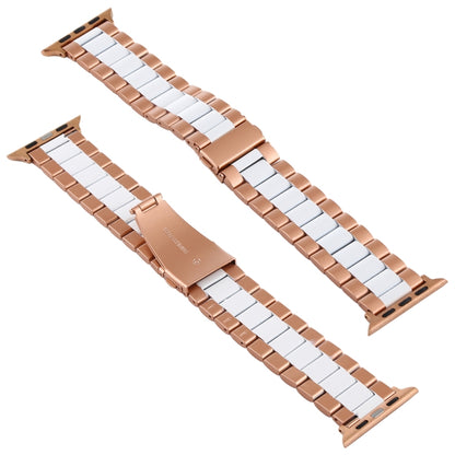 For Apple Watch Series 10 42mm / 9&8&7 41mm / SE 3&SE 2&6&SE&5&4 40mm / 3&2&1 38mm Stainless Steel Wrist Strap Watch Band(White + Golden) by bashfashion