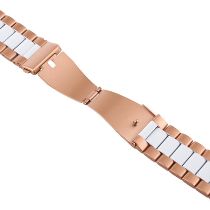 For Apple Watch Series 10 42mm / 9&8&7 41mm / SE 3&SE 2&6&SE&5&4 40mm / 3&2&1 38mm Stainless Steel Wrist Strap Watch Band(White + Golden) by bashfashion
