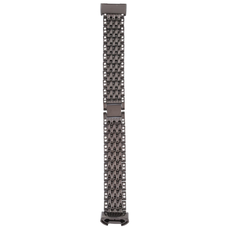 For Fitbit Charge 3 Diamond-studded Stainless Steel Watch Band(Black) by bashfashion