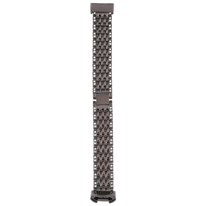 For Fitbit Charge 3 Diamond-studded Stainless Steel Watch Band(Black) by bashfashion