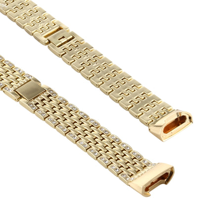 For Fitbit Charge 3 Diamond-studded Stainless Steel Watch Band(Gold) by bashfashion