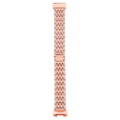 For Fitbit Charge 3 Diamond-studded Stainless Steel Watch Band(Rose Gold) by bashfashion