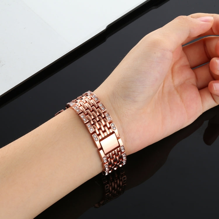 For Fitbit Charge 3 Diamond-studded Stainless Steel Watch Band(Rose Gold) by bashfashion