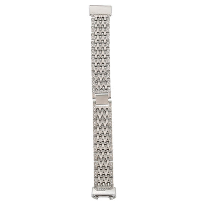 For Fitbit Charge 3 Diamond-studded Stainless Steel Watch Band(Silver) by bashfashion