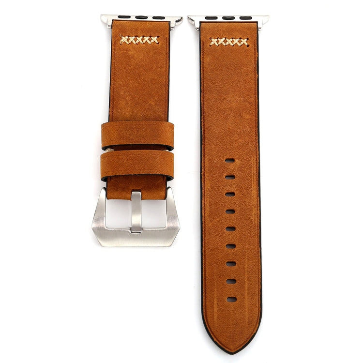 For Apple Watch Ultra 49mm&Watch Ultra 2 49mm / Series 10 46mm / 9&8&7 45mm / SE 3&SE 2&6&SE&5&4 44mm / 3&2&1 42mm Retro XX Line Pattern Genuine Leather Wrist Watch Band(Brown) by bashfashion