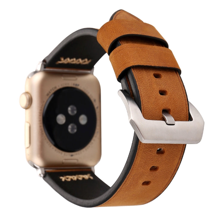 For Apple Watch Ultra 49mm&Watch Ultra 2 49mm / Series 10 46mm / 9&8&7 45mm / SE 3&SE 2&6&SE&5&4 44mm / 3&2&1 42mm Retro XX Line Pattern Genuine Leather Wrist Watch Band(Brown) by bashfashion