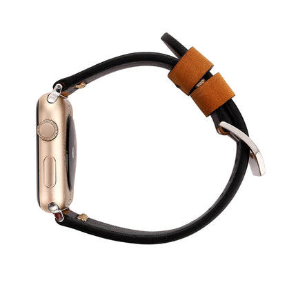 For Apple Watch Ultra 49mm&Watch Ultra 2 49mm / Series 10 46mm / 9&8&7 45mm / SE 3&SE 2&6&SE&5&4 44mm / 3&2&1 42mm Retro XX Line Pattern Genuine Leather Wrist Watch Band(Brown) by bashfashion