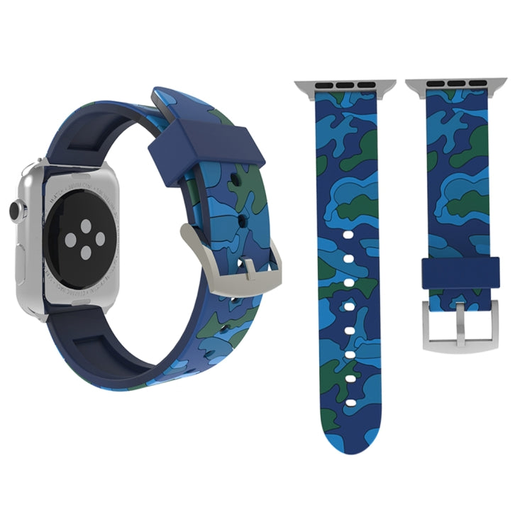For Apple Watch Series 3 & 2 & 1 38mm Fashion Camouflage Pattern Silicone Watch Band(Blue) by bashfashion
