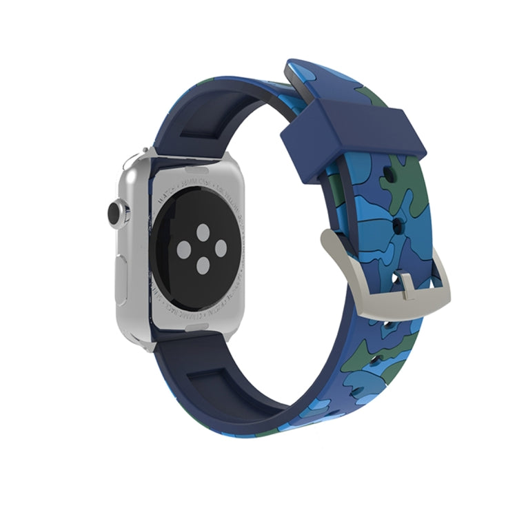 For Apple Watch Series 3 & 2 & 1 38mm Fashion Camouflage Pattern Silicone Watch Band(Blue) by bashfashion