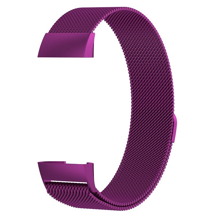 Stainless Steel Magnet Watch Band for FITBIT Charge 3, Size:Small, 187x18mm(Dark Purple) by bashfashion